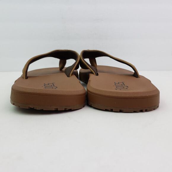 Flojos Mens Size 13 Tan Brown Slip On Casual Memory Foam Thong Flip Flop Sandals - Picture 7 of 12